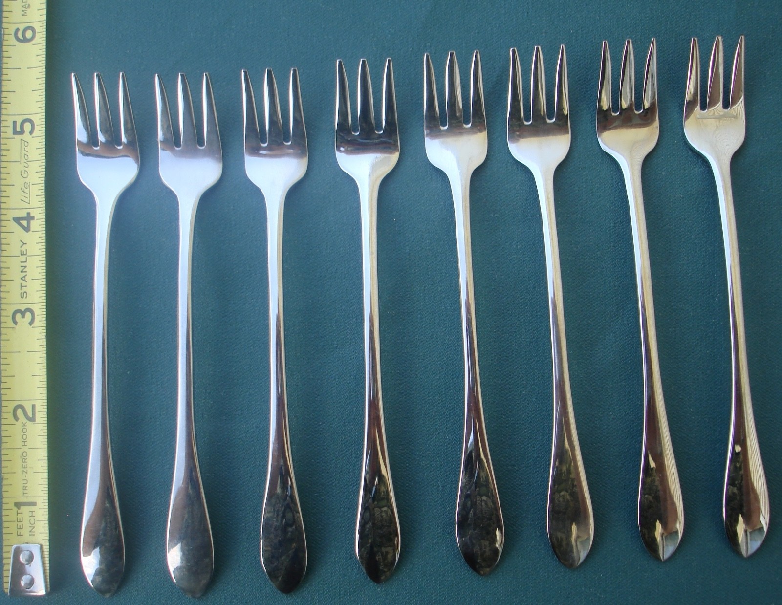 8 Gorham MEREDITH 5 1/2" Cocktail Forks 18/8 Stainless Back Handle Ridge China gallery
