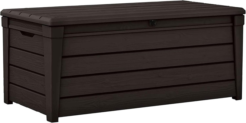 2 Pack Weatherproof Resin Storage Bench & Deck Box, 120 Gallon, Brown gallery