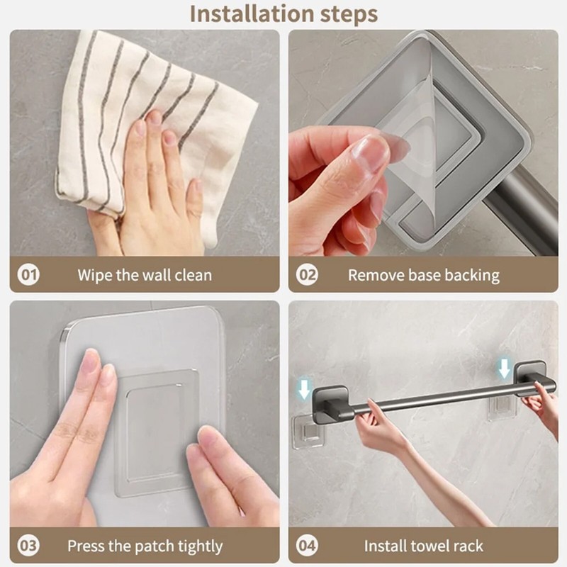 Bathroom Towel Holder Bar Self-Adhesive Wall Mounted Shower Towel Rack With Hook gallery