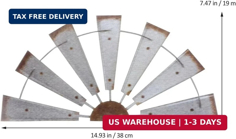 IMIKEYA Rustic Iron Half Windmill Wall Decor Small Farmhouse Wall Art Decor for gallery