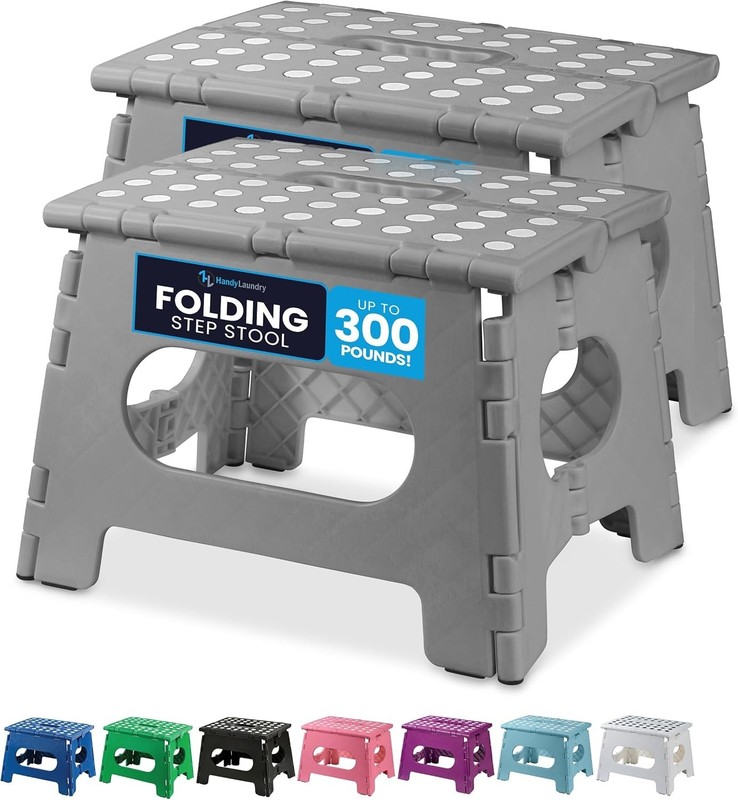 Space-Saving Folding Step Stool - Lightweight & Durable, Perfect for Home 2-Pack gallery