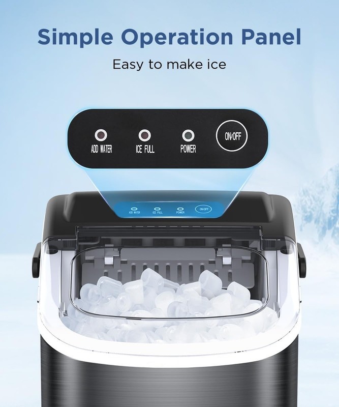 Ice Maker Countertop, Portable Ice Machine with Self-Cleaning, 26.5lbs/24Hrs, 9 gallery