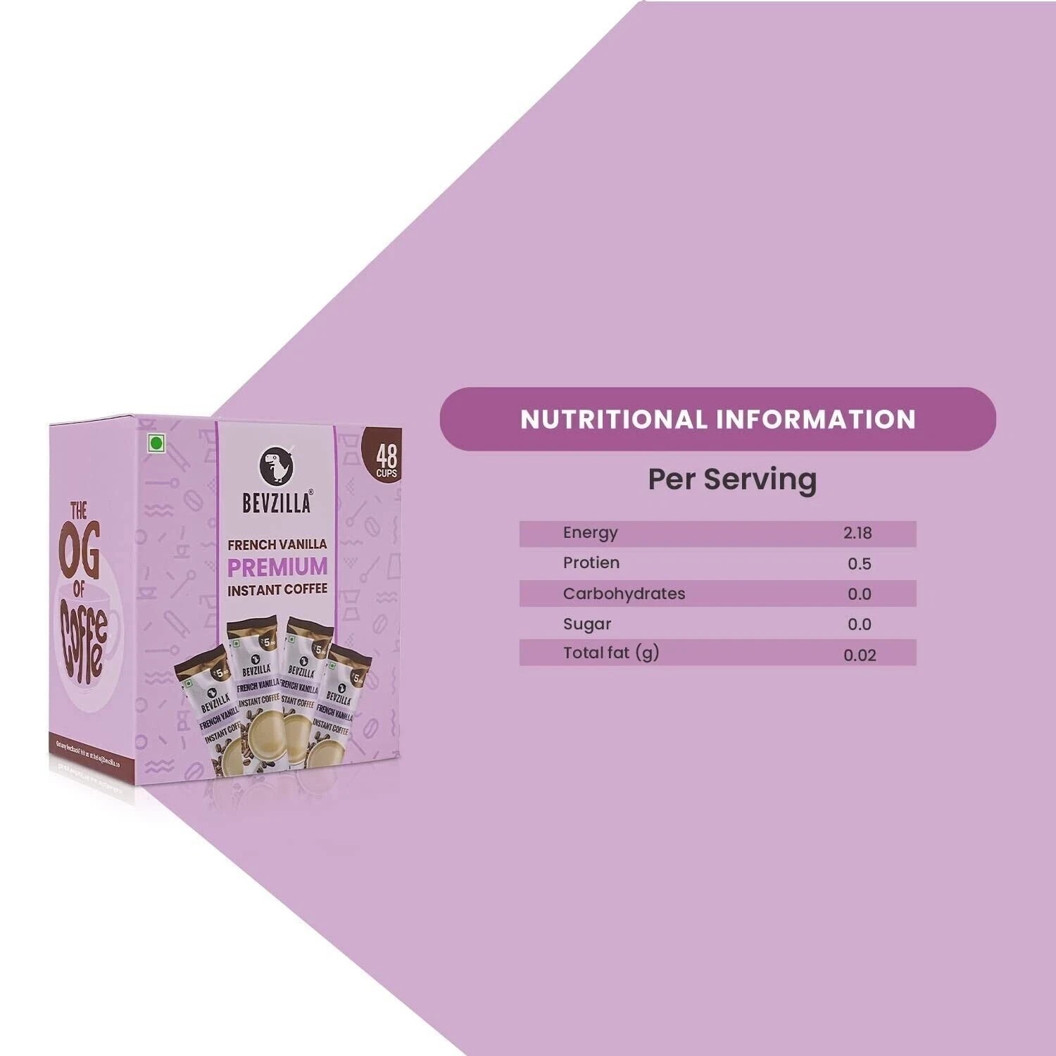 Bevzilla Instant Coffee Powder - 48 Sachets (French Vanilla)| Hot & Cold Coffee| gallery
