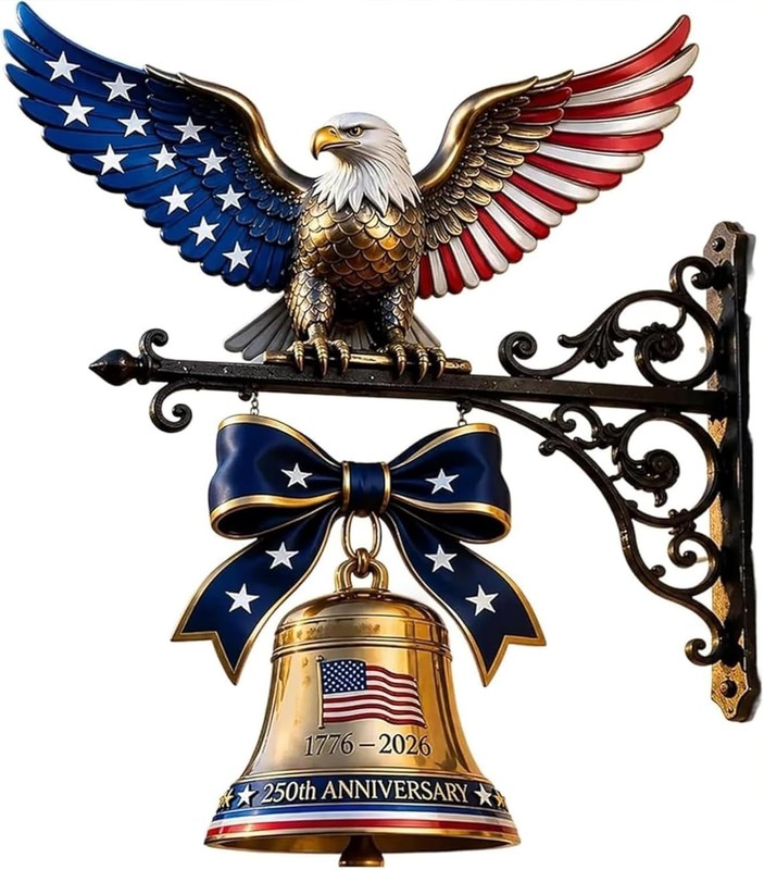 250th Anniversary Eagle Shaped Doorbell | Wind Chime for Porch Mailbox Post gallery