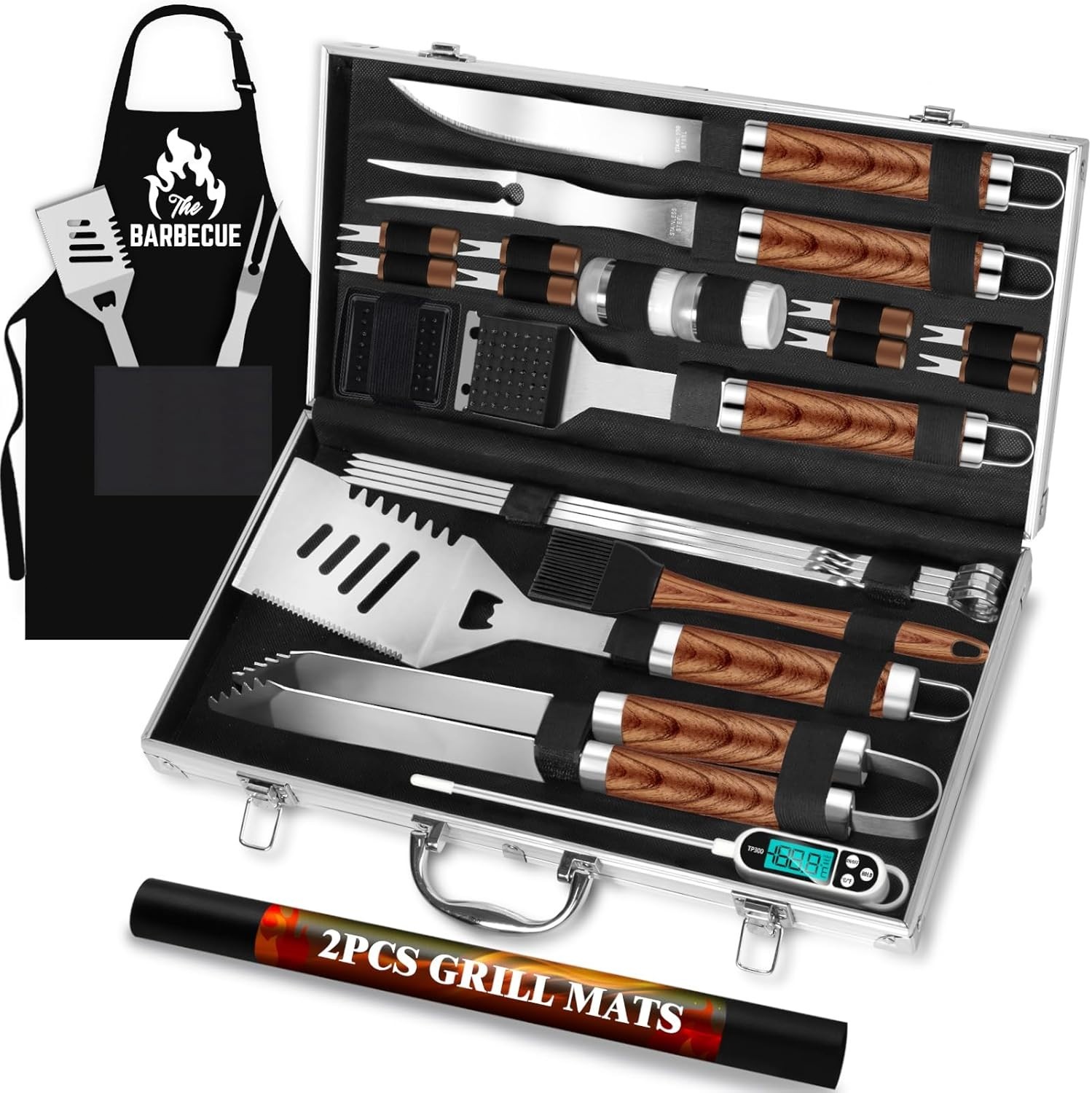 26pcs Stainless Steel Grill Tool Set, Heavy Duty BBQ Grilling Accessories Gif... gallery