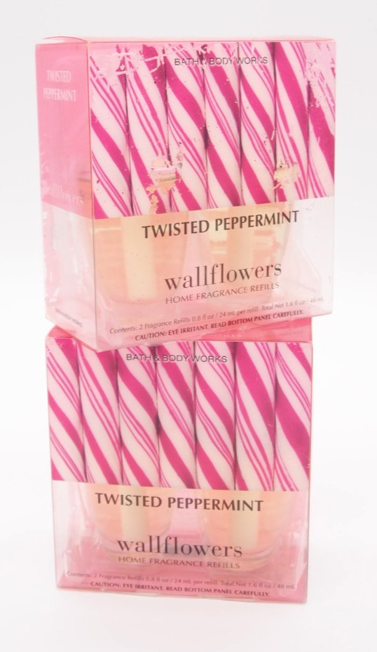 4x Bath & Body Works TWISTED PEPPERMINT Wallflower Refill Bulbs 0.8oz LOT 2-Pack gallery