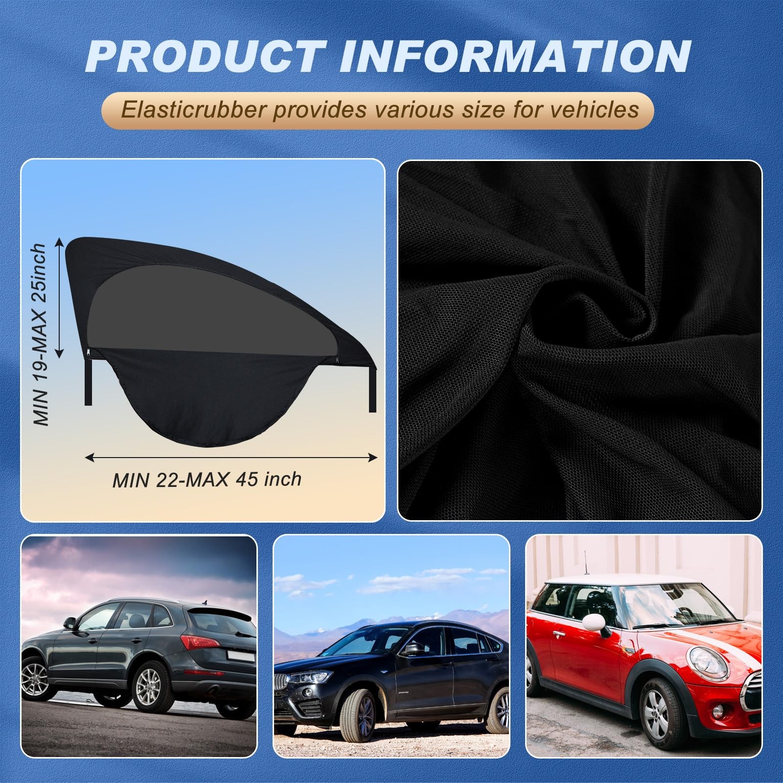 Tallew 4 Pcs Car Window Screen Mesh Breathable 19-25 In, 22-45 Black gallery
