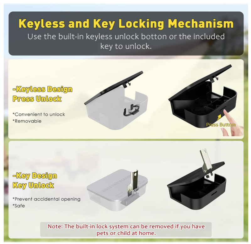 Mouse Stations 12 Pack, Keyless & Keyed, Safe for Kids and Pets, Black Use gallery