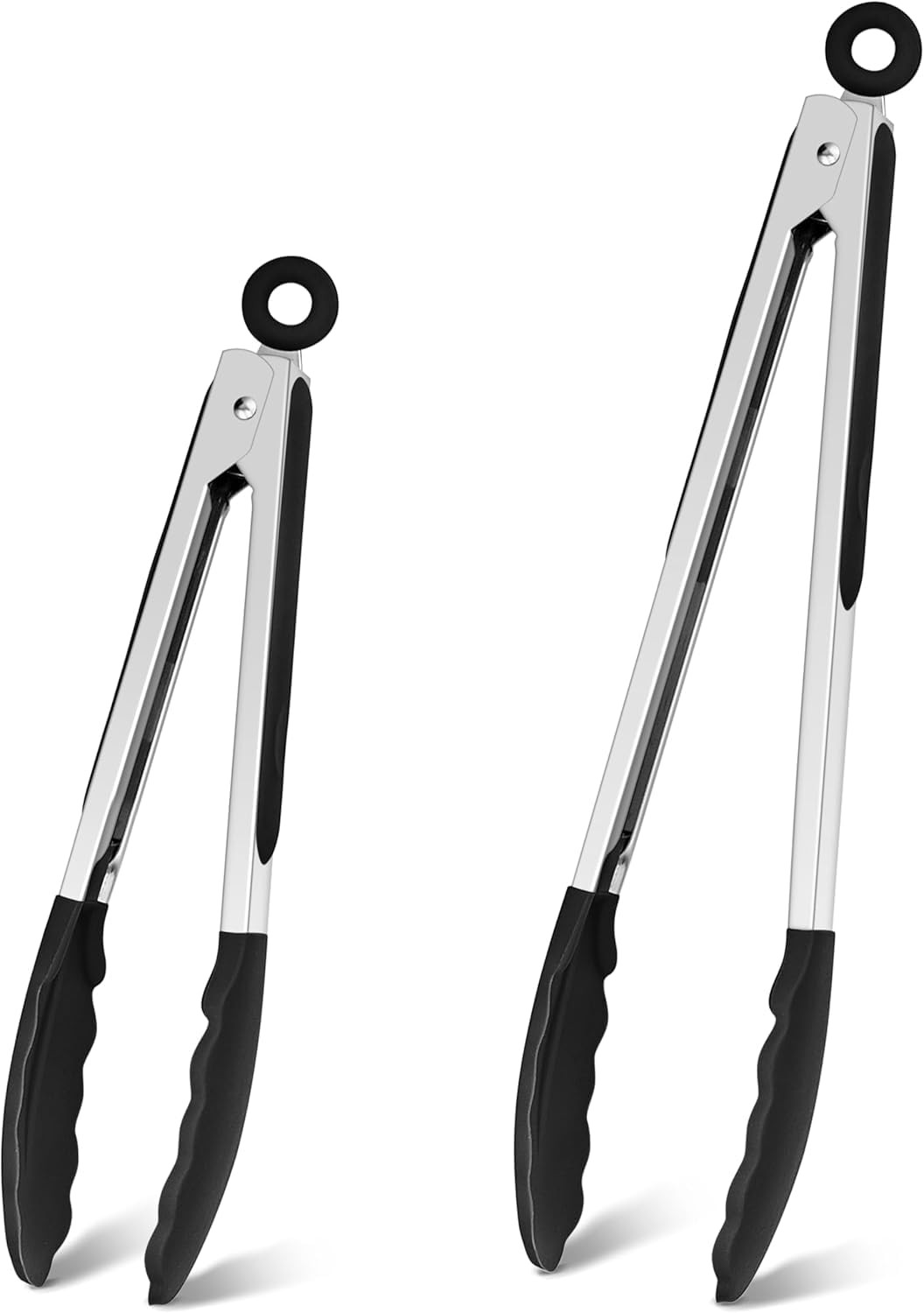 2 PCS Kitchen Tongs Set Stainless Steel Silicone Tips Locking Clamp 9/7 Inch gallery