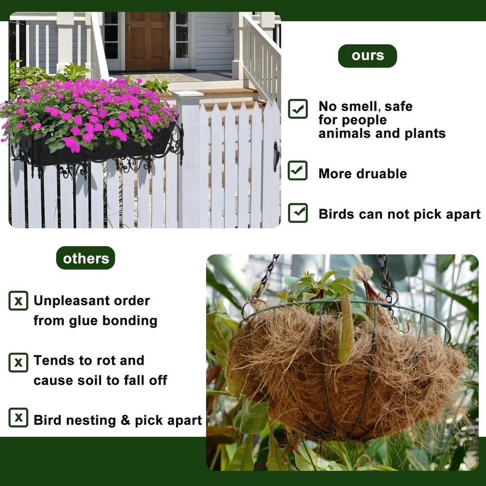 4PCS 30Inch Rectangle Window Box Liner Felt Planter Basket Liner Insert Black... gallery