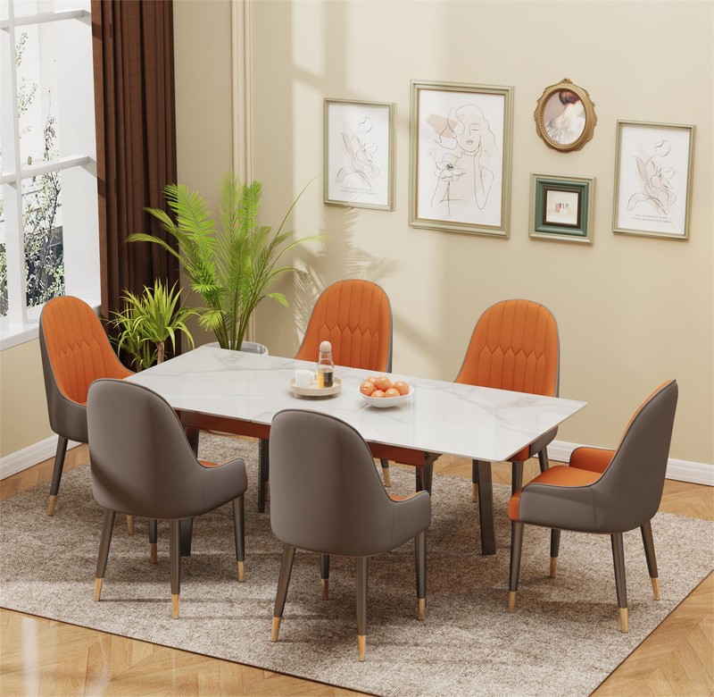 FATIVO Kitchen Extendable Dining Table Stretchable 130-160cm Marble Leaf Table gallery