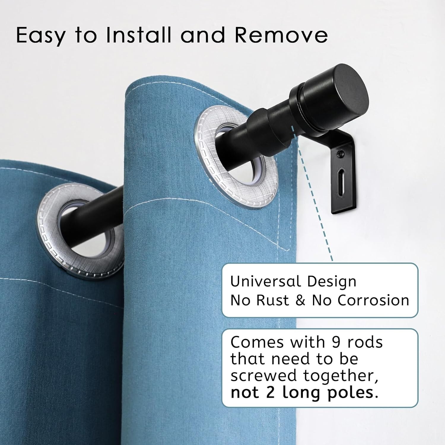Byondeth Curtain Rods for Windows 16 to 144 Inches Adjustable Length 1 Inch Dia gallery