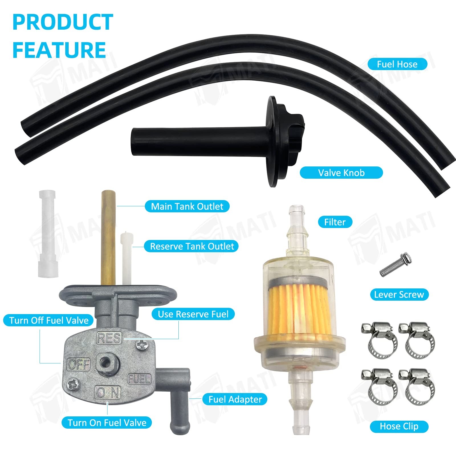M MATI Fuel Valve Tank Switch & Lever for Kawasaki Prairie 360 KVF360... gallery