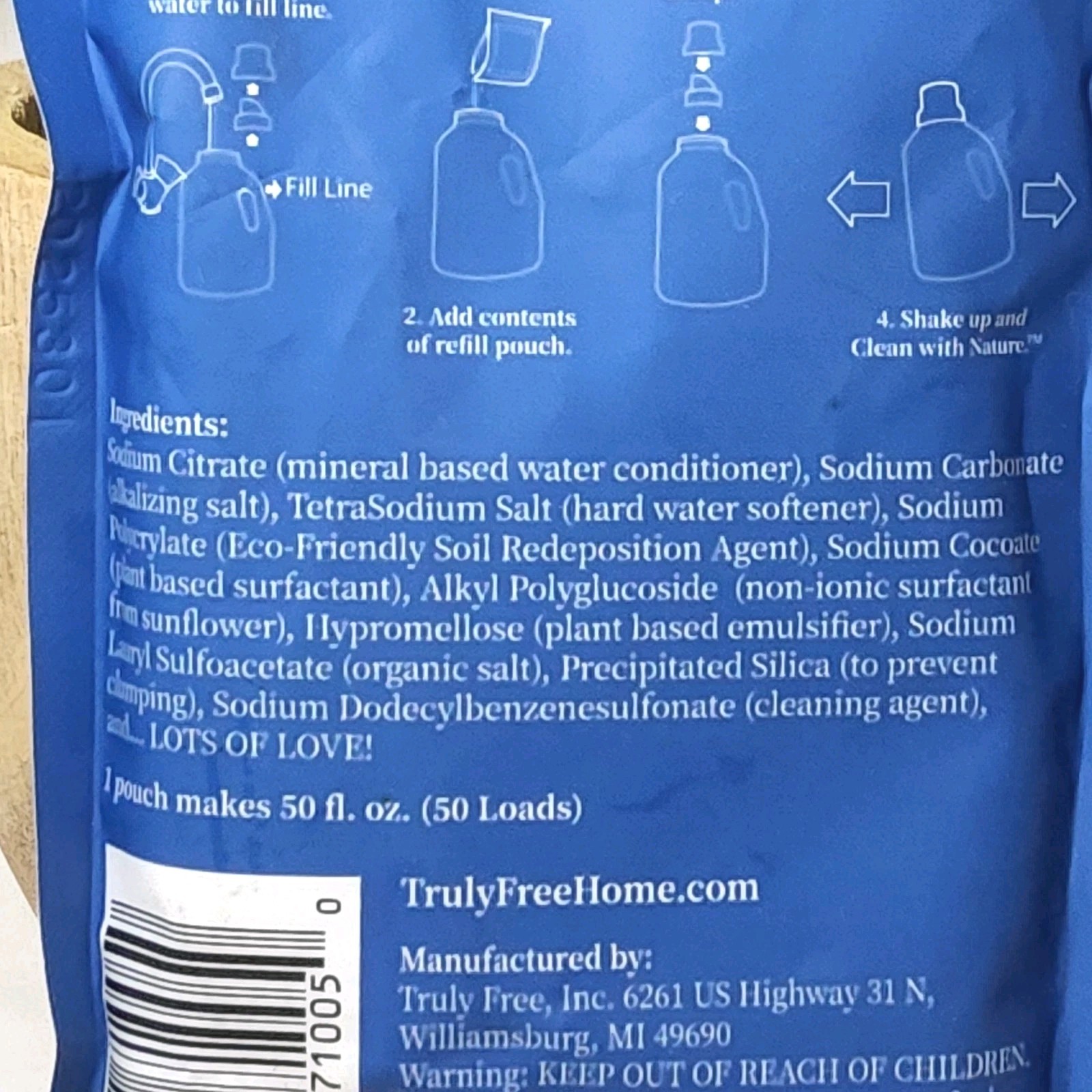 Truly Free Laundry Wash Refill Pouch Non-Toxic UNSCENTED 50 Loads 3.7oz gallery