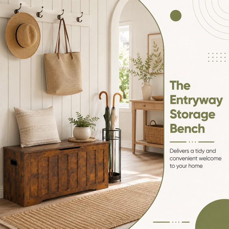 Gianna Storage Bench, Wooden Storage Cabinet with 2 Safety Hinges, Toy Chest for gallery
