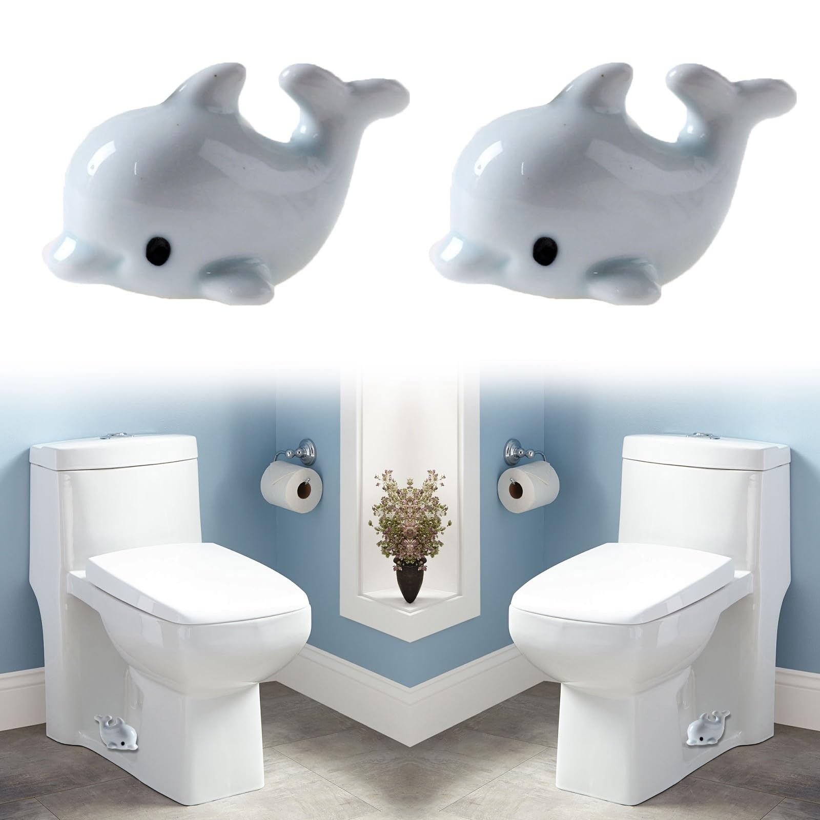 YOUDMEARUD Ceramic Dolphin Toilet Screw Cover Caps, Toilet Bolt Covers Decora... gallery