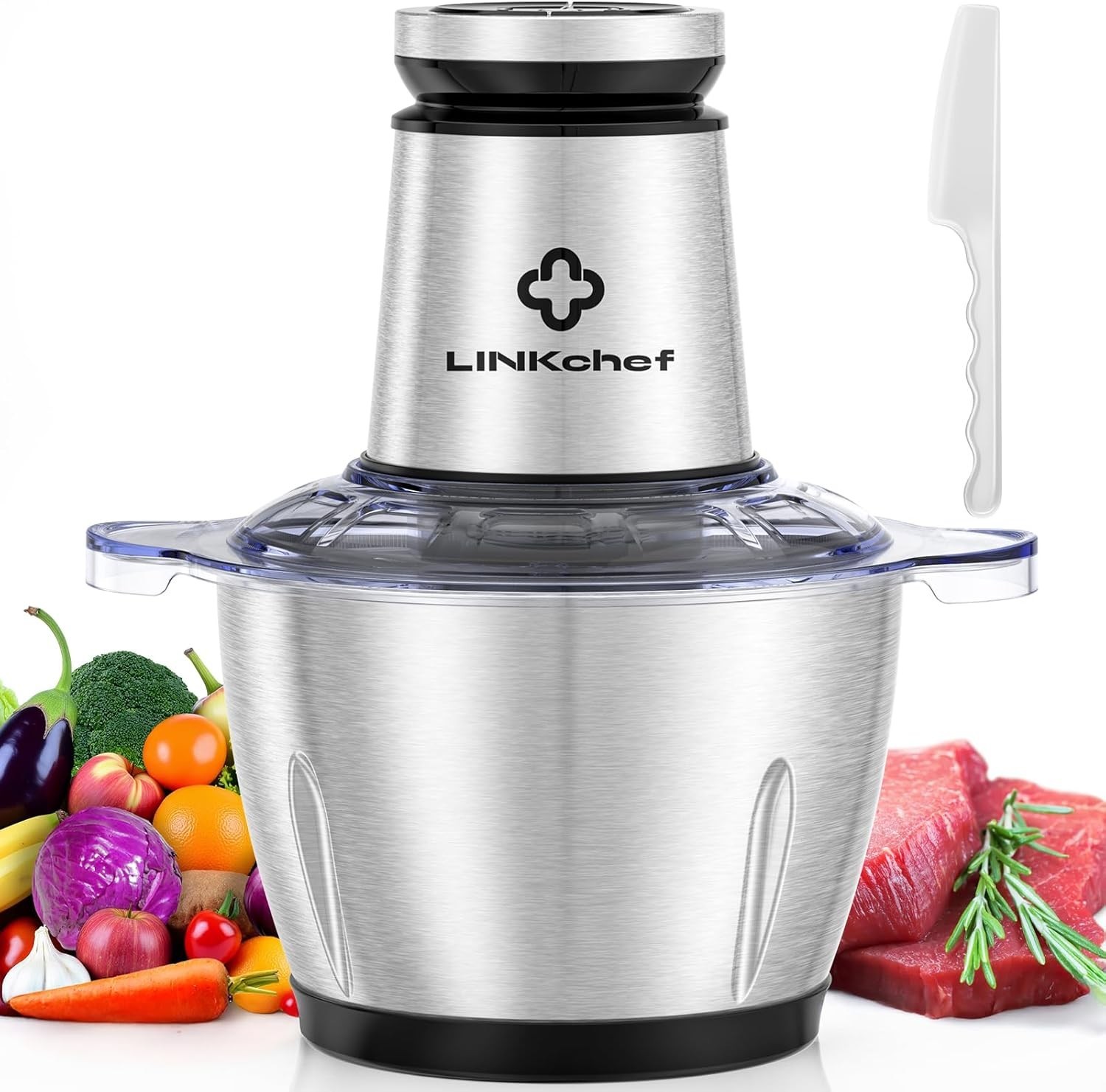LINKChef Food Processor 10 Cup 600W Electric Meat Grinder Chopper Stainless gallery