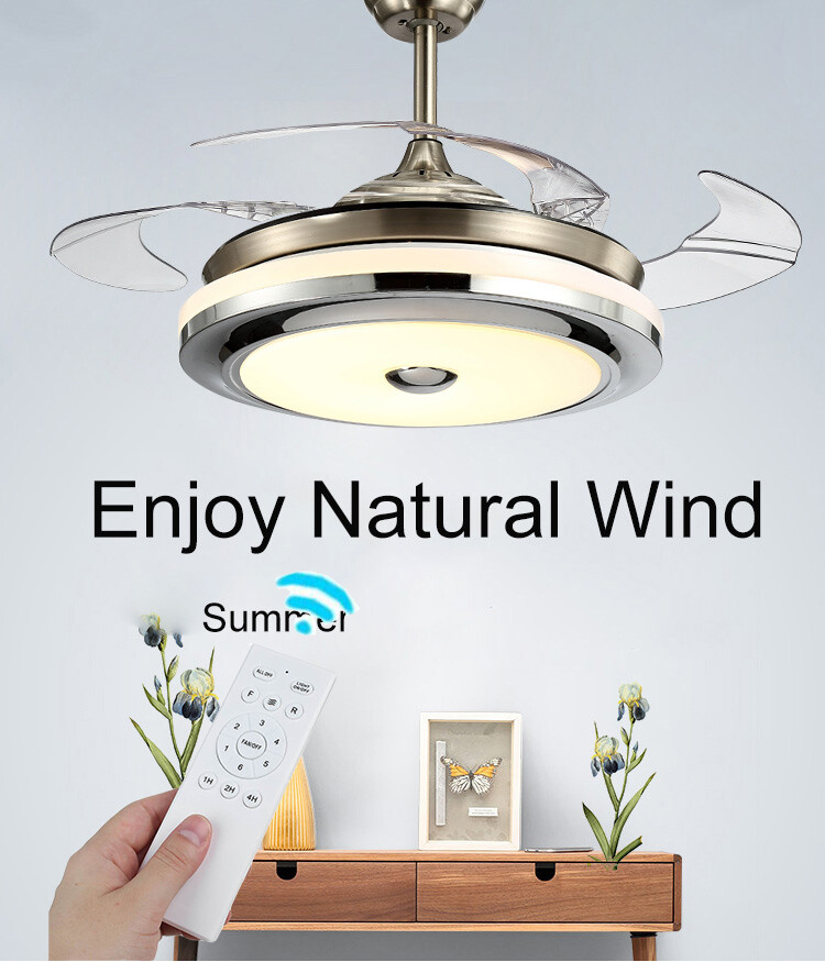 42" LED Chandelier Invisible Ceiling Fan Light Ceiling Lamp w/ Remote Control gallery