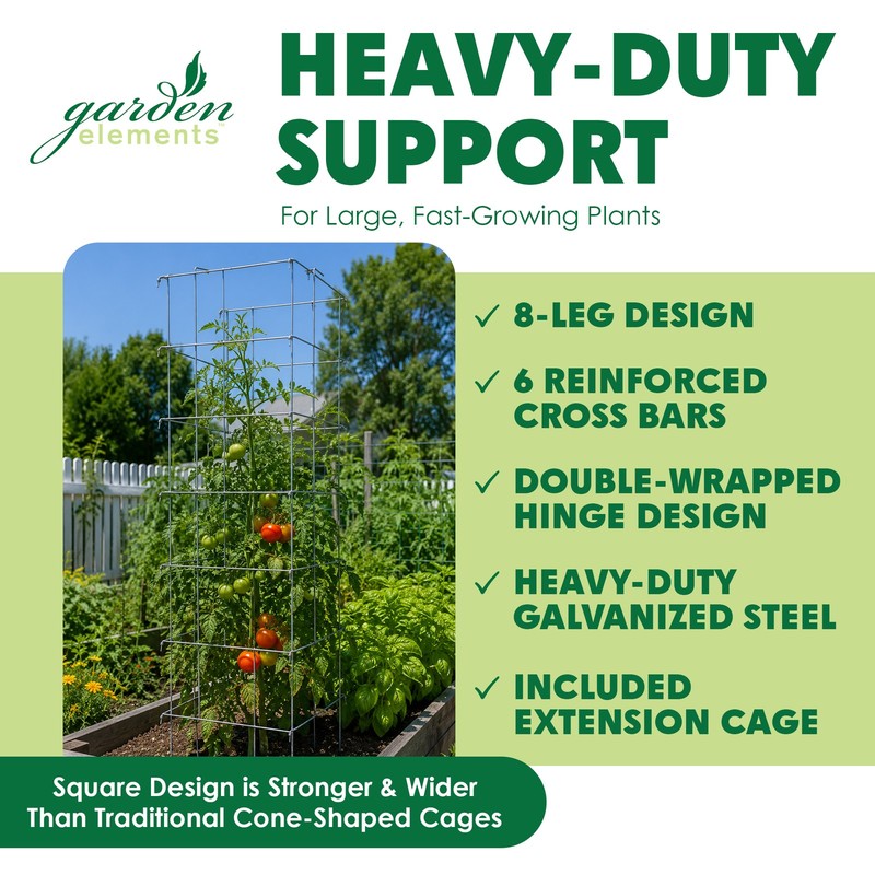 Garden Elements Square 8-Leg Collapsible Tomato Cages, 67in (Pack of 2) gallery
