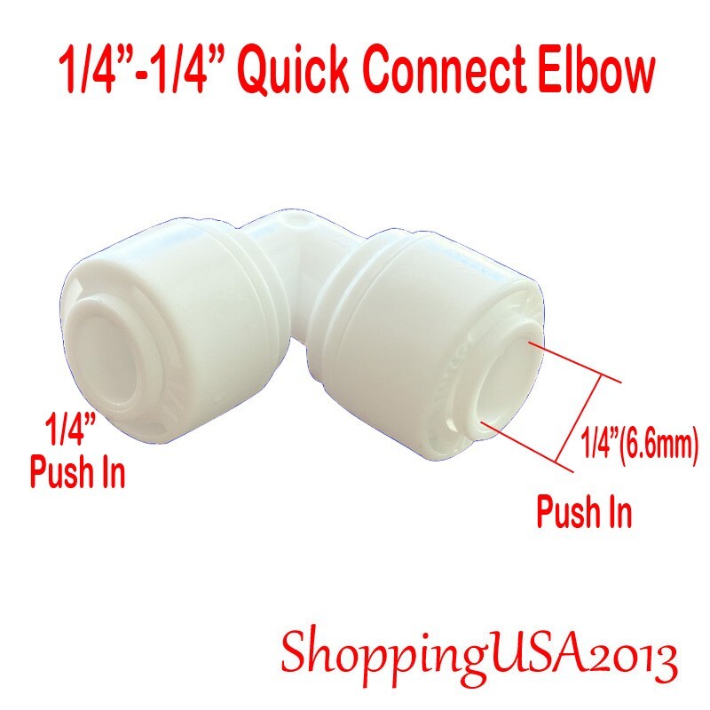 5 Pc Push In Straight + 5 Pc Quick Connect Elbow Fitting Connector RO 1/4-1/4 gallery