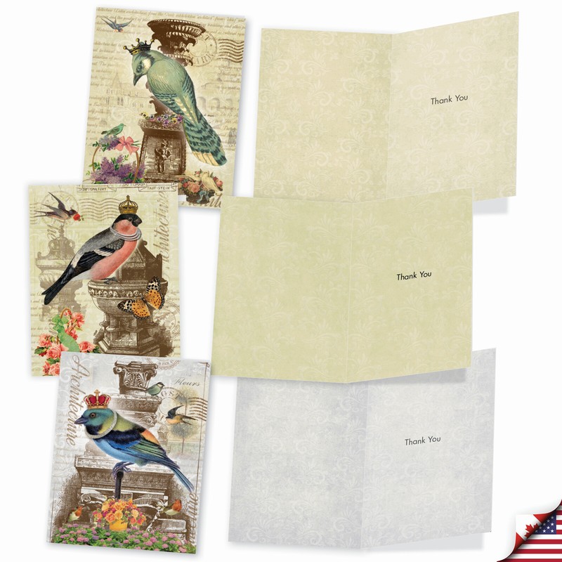 10 Assorted All Occasion Blank Note Cards with Envelopes - ROYAL BIRDS M2343OCB gallery