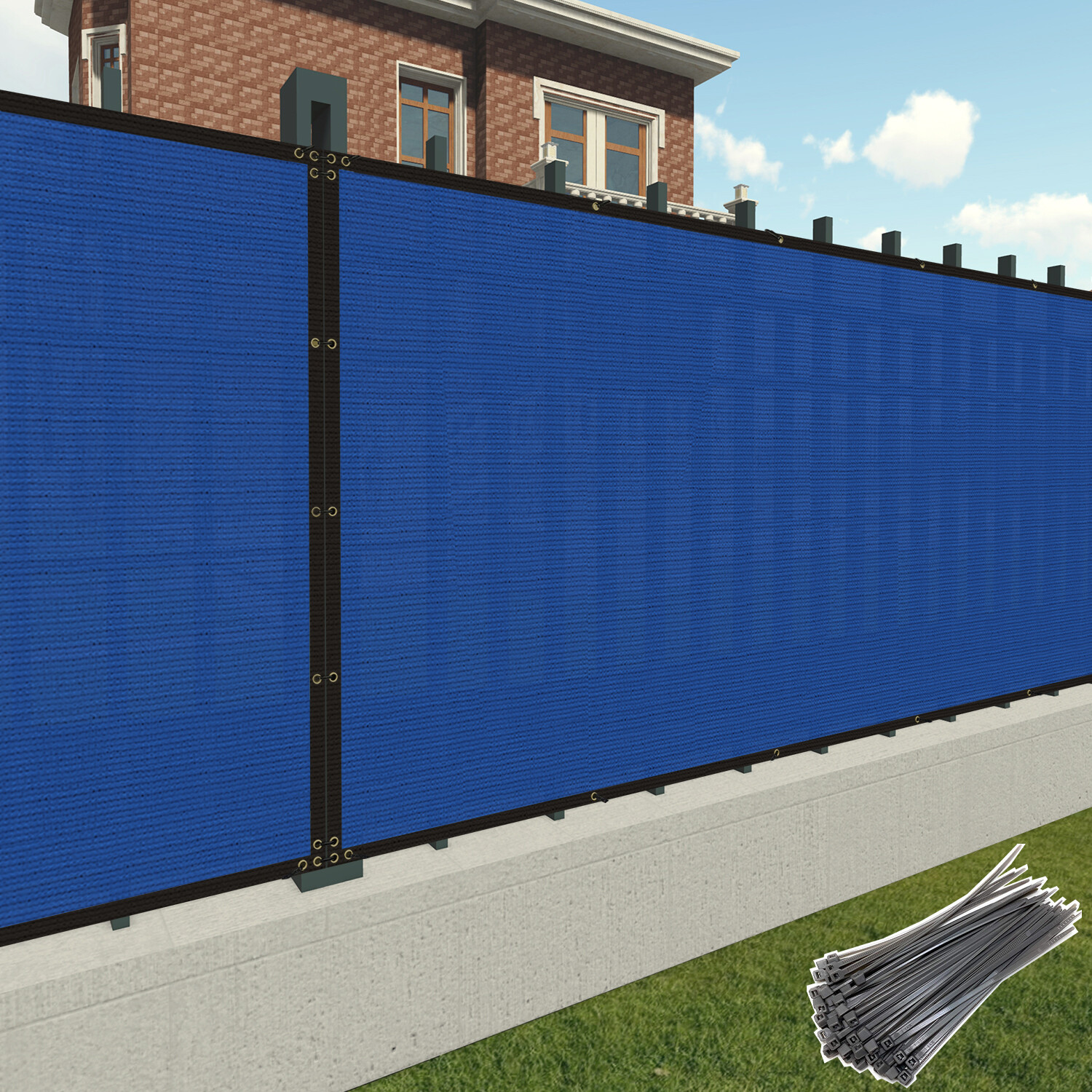 PATIO 50ft Blue Fence Privacy Screen Deck Garden Mesh Fabric Shade 90%UV-Block gallery