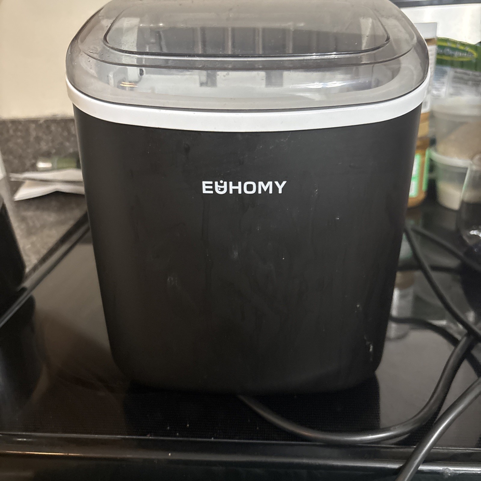 EUHOMY Countertop Ice Maker Machine with Handle, 26lbs in 24Hrs, 9 Ice Cubes Rea gallery