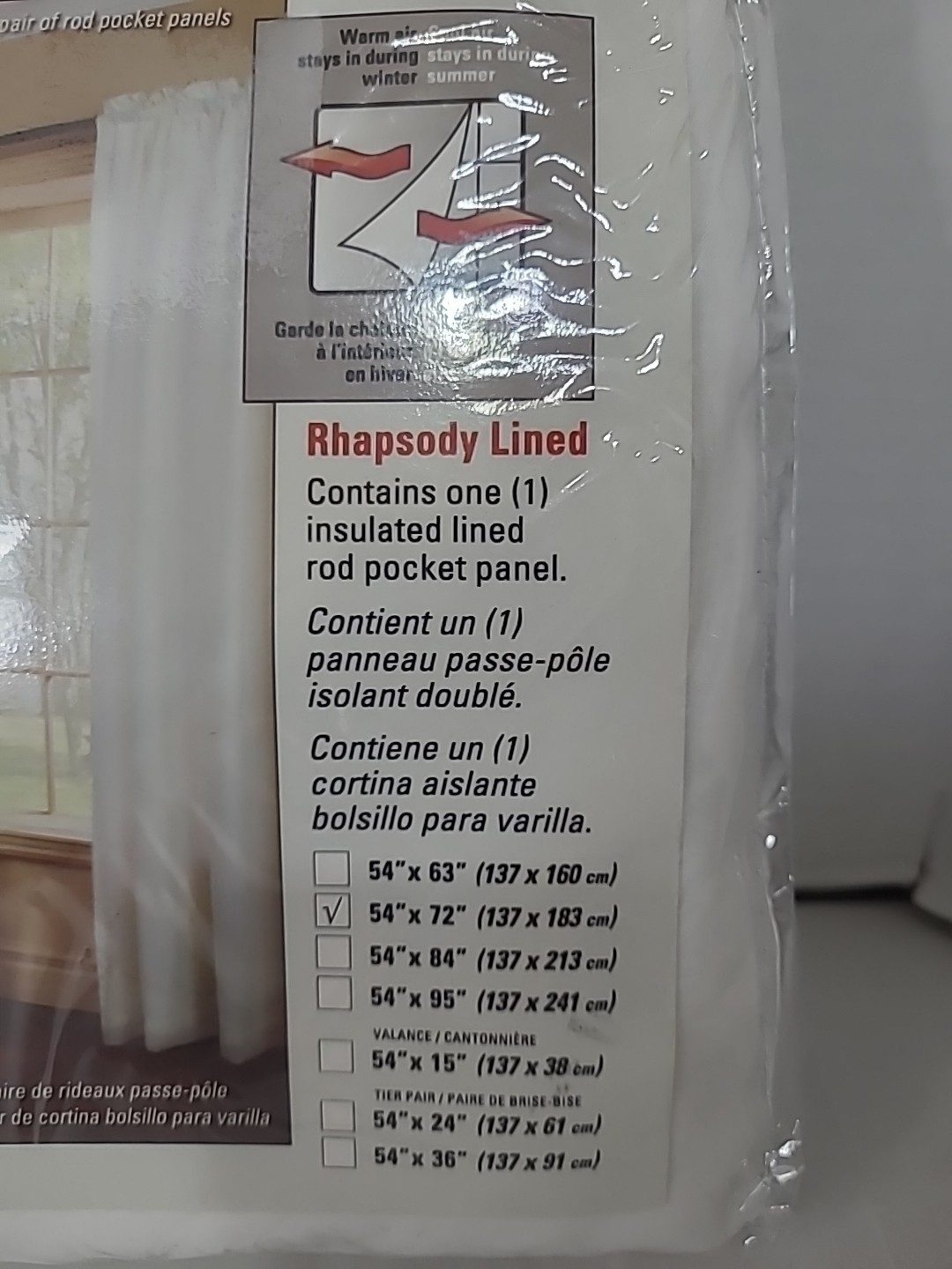 2 Panels Thermavoile Rod Pocket Rhapsody Lined Energy Efficient 54"X72" / White gallery