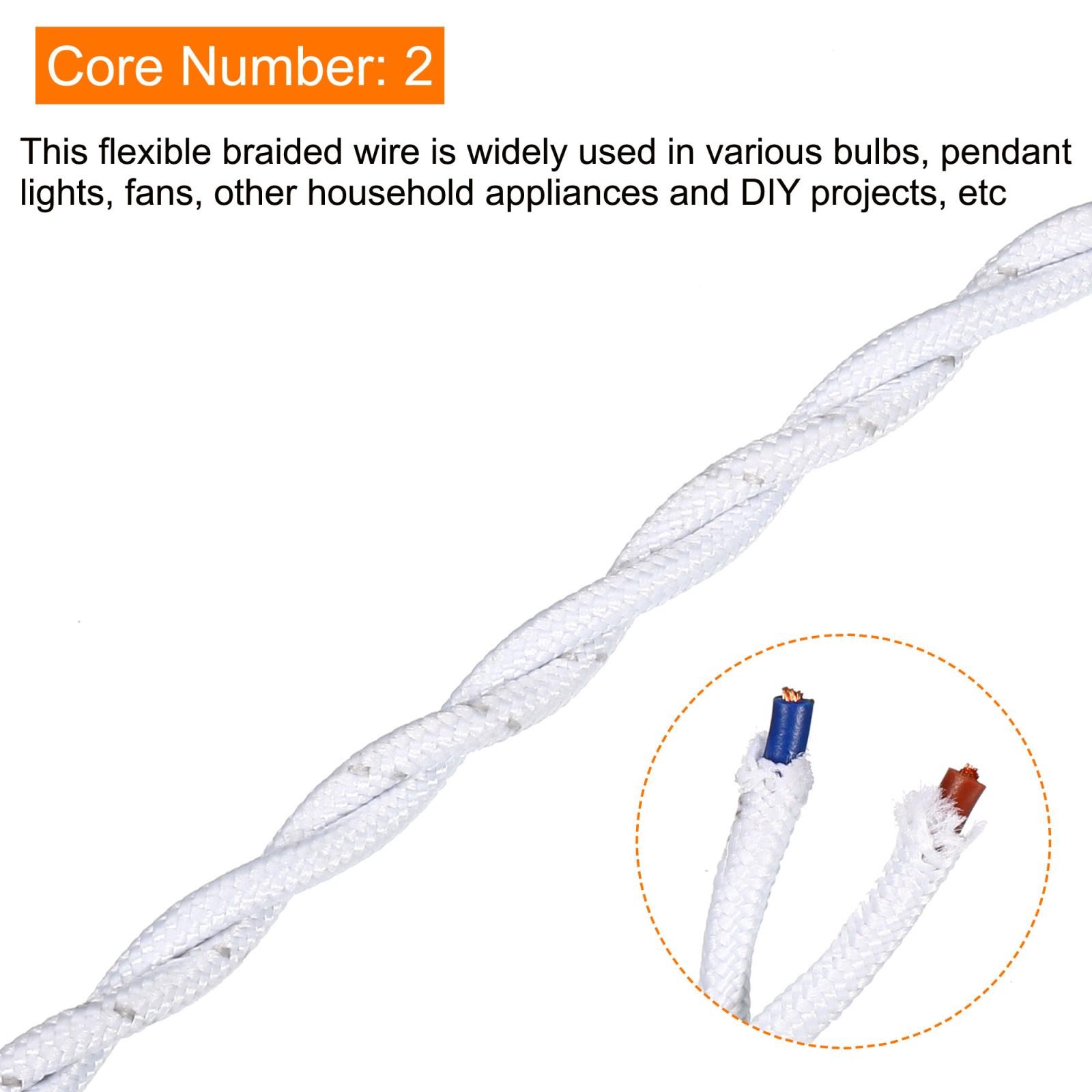 Twisted Cloth Covered Wire 2 Core 18AWG 5m/16.4ft,Electrical Cable,White gallery
