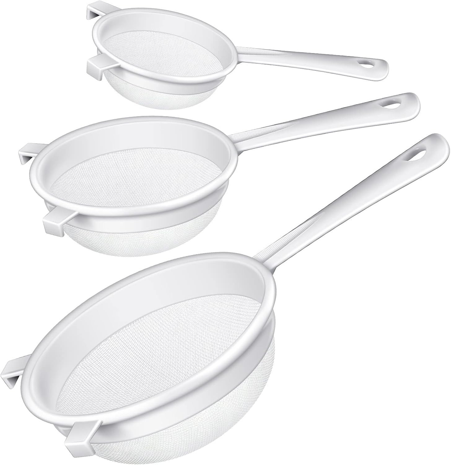 3 Pcs Plastic Nylon Mesh Strainer Colander with Handle Double Ear Fine Food Mesh gallery