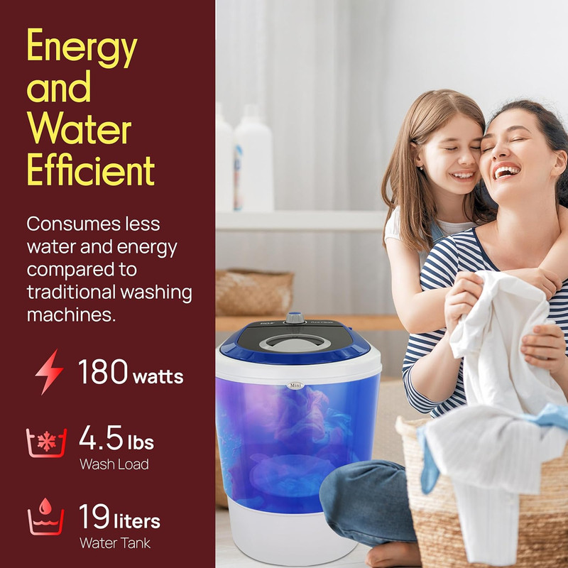 Electric Small Portable Compact Washer, Washing Machine | for Dorms, College Roo gallery