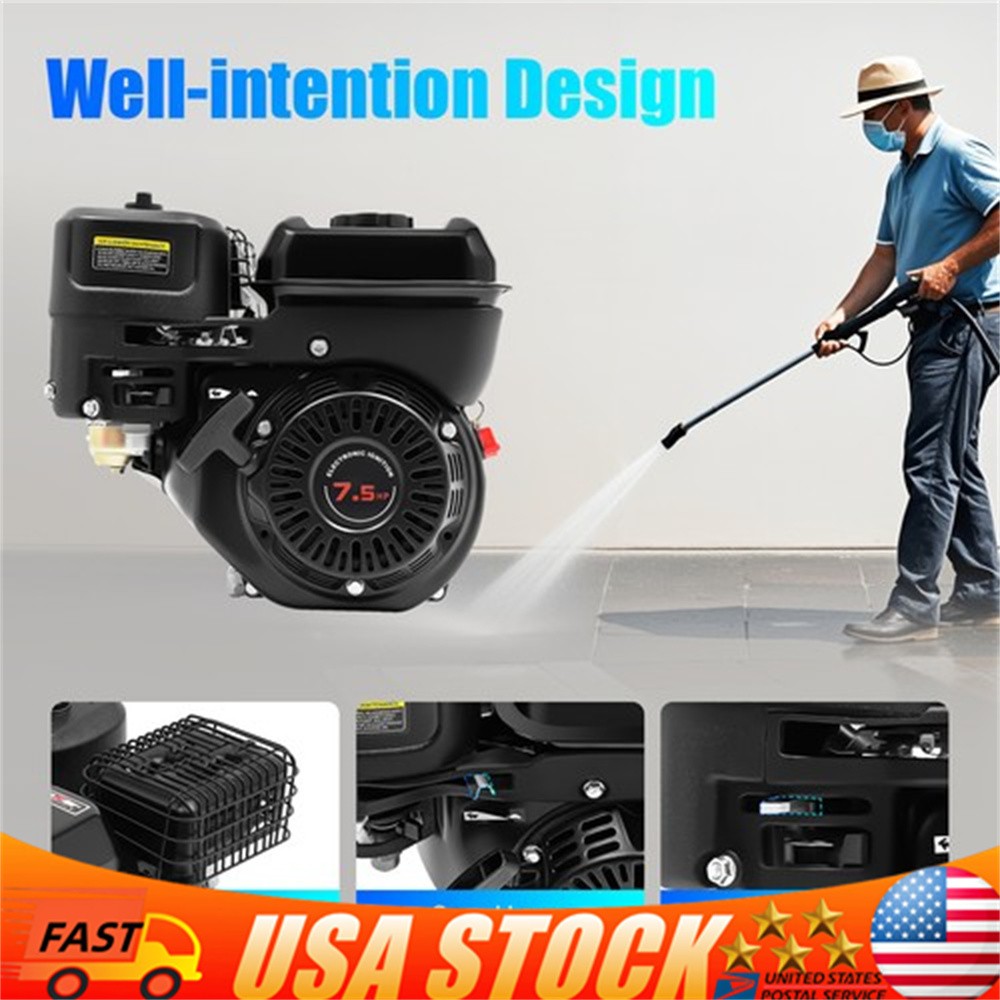 7 5HP Pull Start Horizontal Engine 4-Stroke 212CC Go Kart Gas Engine Motor NEW