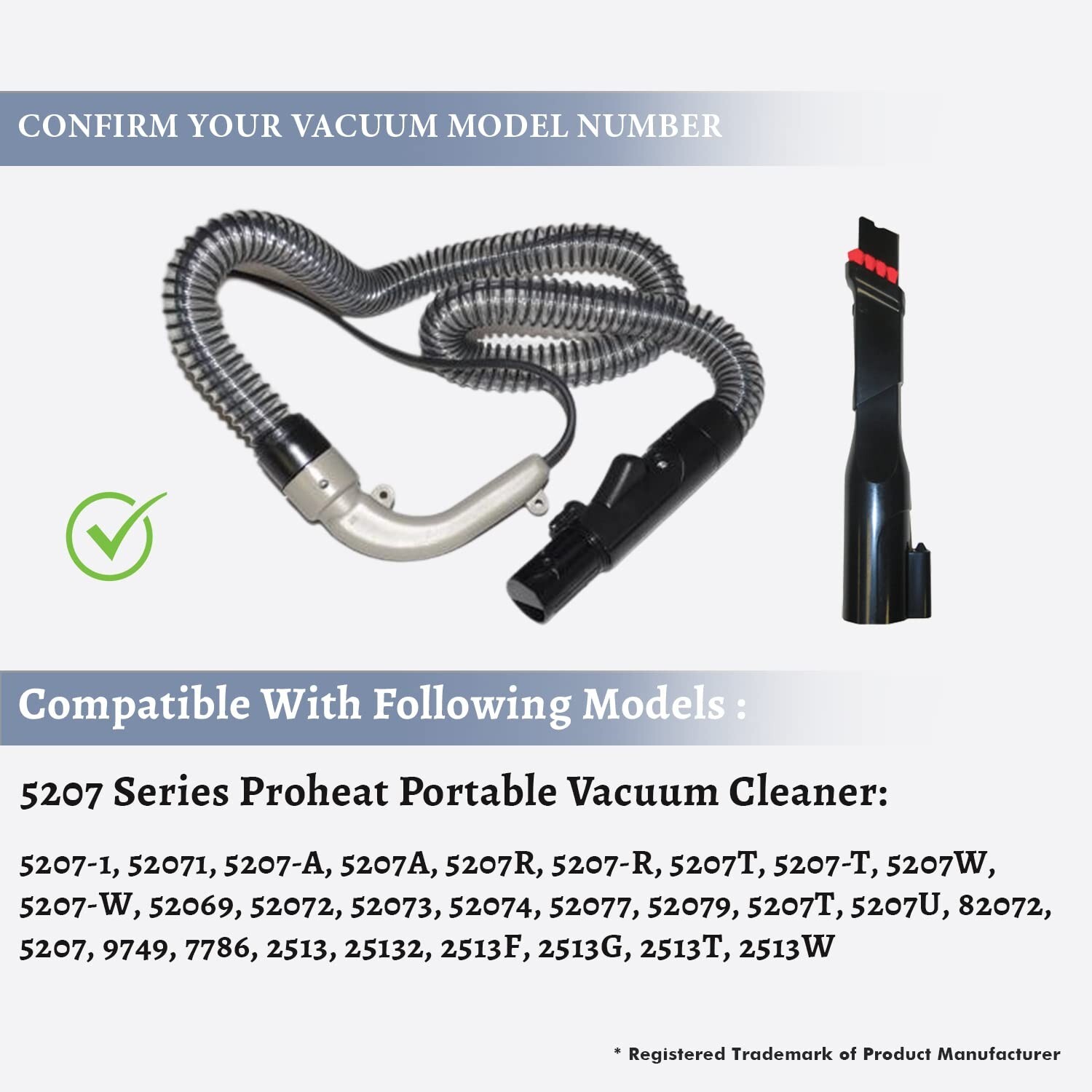 Fits For Bissell 5207 Proheat Portable Vacuum Hose W/ Cuff & Crevice Tool gallery