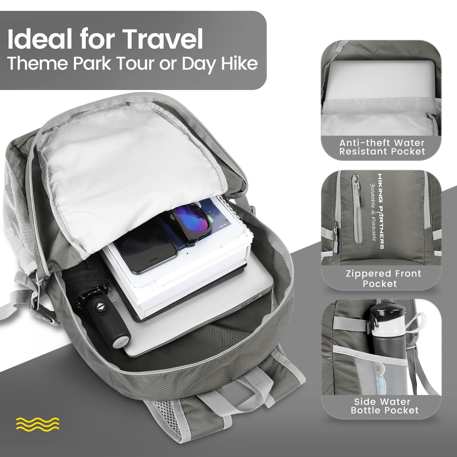 Lightweight Packable Backpack - 35L Light Foldable Hiking Backpacks Water Res... 3