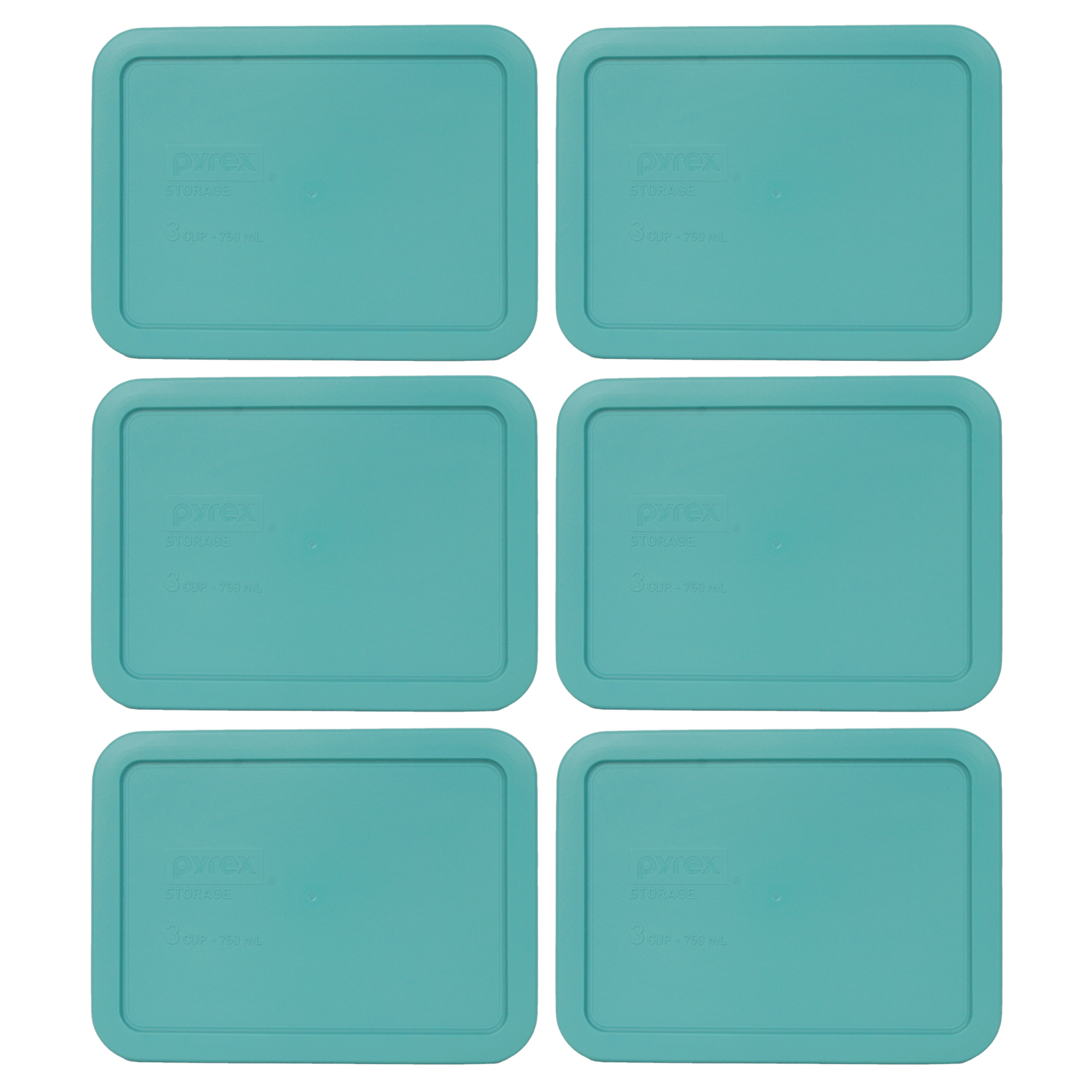 Pyrex 7210-PC Turquoise Rectangle 3 Cup Storage Lid Cover 6PK for Glass Dish gallery