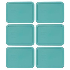 Pyrex 7210-PC Turquoise Rectangle 3 Cup Storage Lid Cover 6PK for Glass Dish