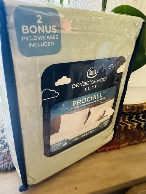 6 Pc FULL Serta Perfect Sleeper Elite Prochill Cooling Fabric Sheet Set Sage NEW gallery
