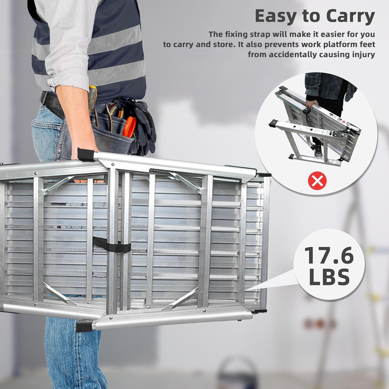 ORIENTOOLS Adjustable Work Platform, (39.4" X 18.5") Portable Folding Aluminum S gallery