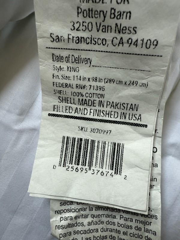 Pottery Barn Hydrocool Moisture Wicking Duvet Insert Ultra Plush K/CK READ gallery