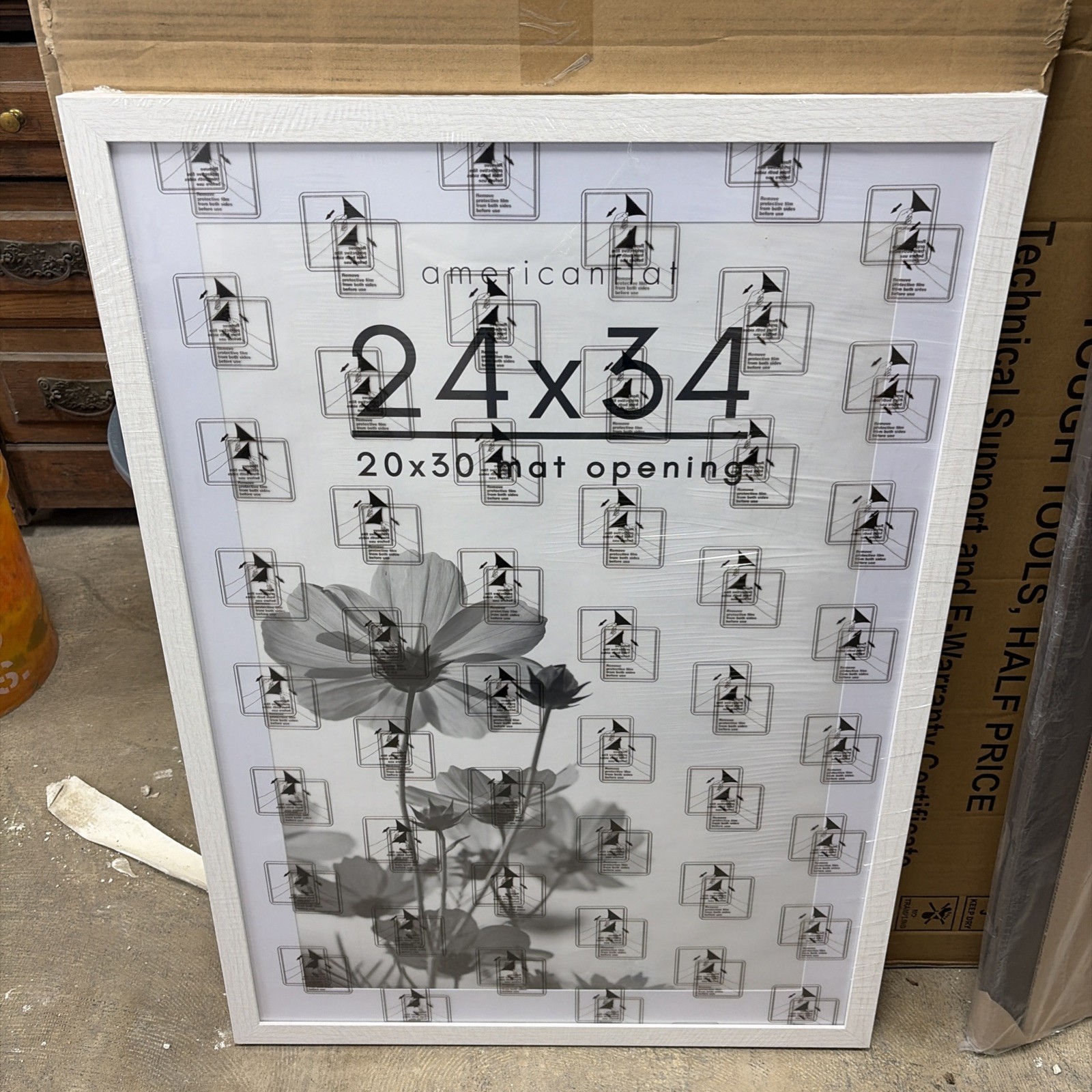 Picture Frame White Engineered Wood Plexiglass Cover Photo Poster Sealed 24x34 gallery