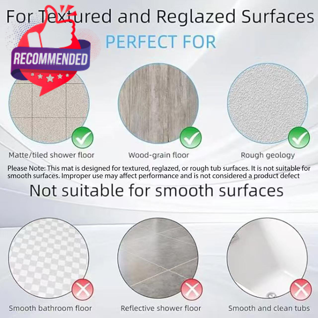 EXTRA LONG NON-SLIP SILICONE BATHTUB MAT 40" x 16" RECTANGULAR SHOWER PAD WHITE gallery