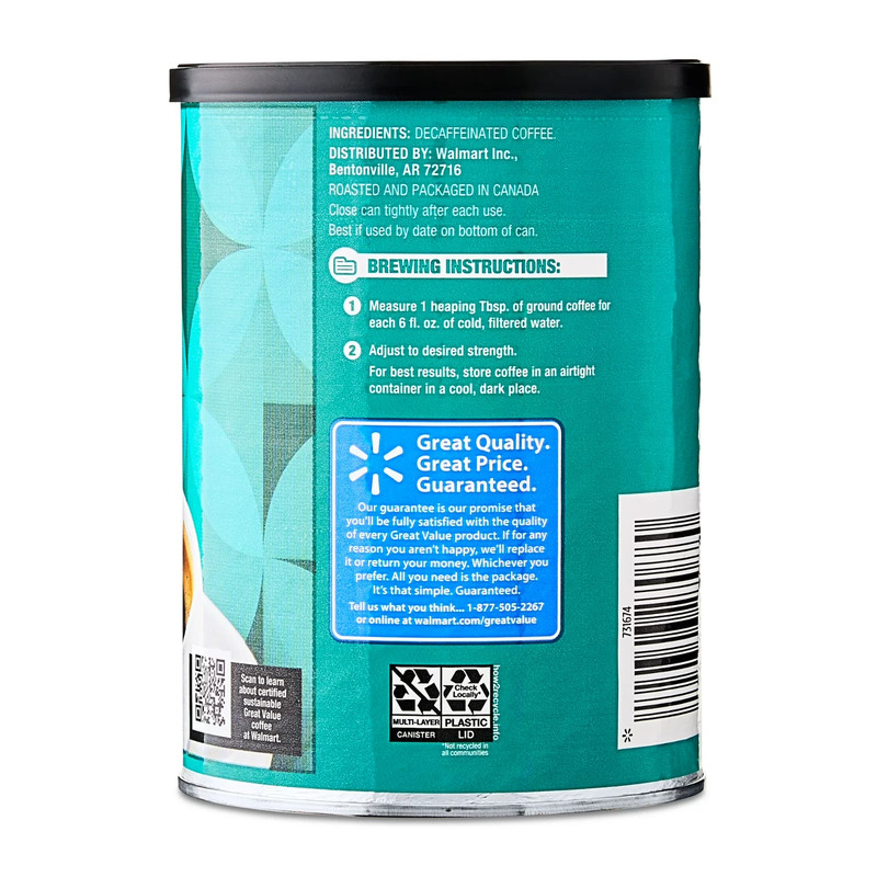 Great Value Decaf Classic Medium Roast Ground Coffee, 9.6 oz gallery