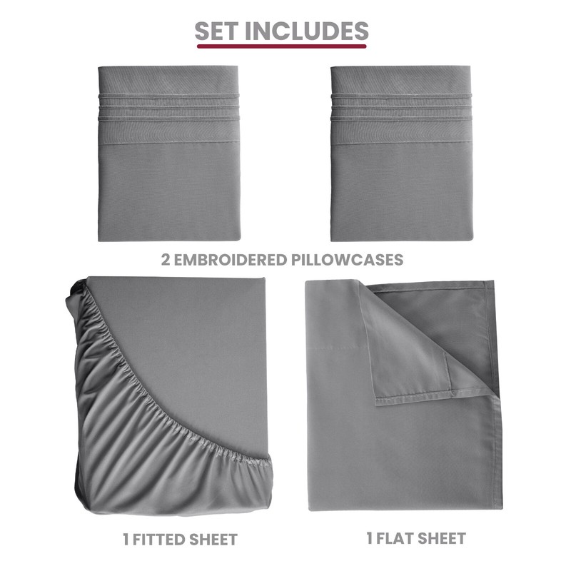 Bed sheet set 4 Piece Ultra Soft Microfiber Deep Pocket Sheets Hotel Quality gallery
