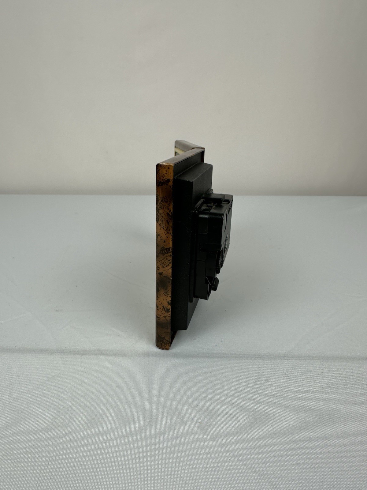 High Class Clock Photo Frame 4.5” foldable 1 AA battery not included Brown gallery