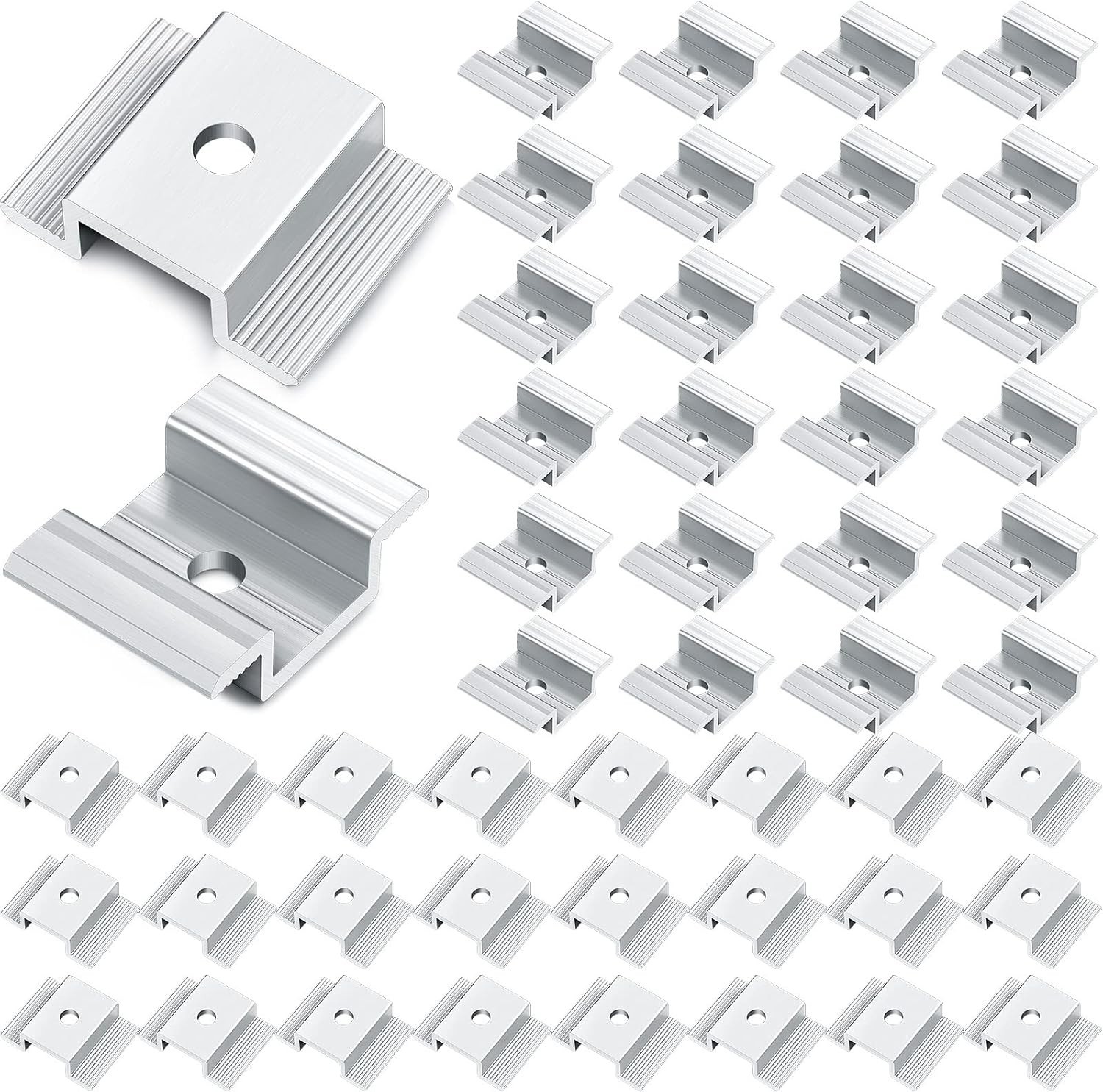 48 Pack 1.06 Inch Solar Panel Mid Clamps Aluminum Bracket Mounting Accessories gallery