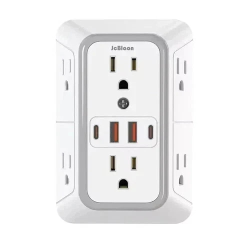 6 Outlet Extender Surge Protector Multi Plug Wall Adapter 4 USB Charger Ports gallery