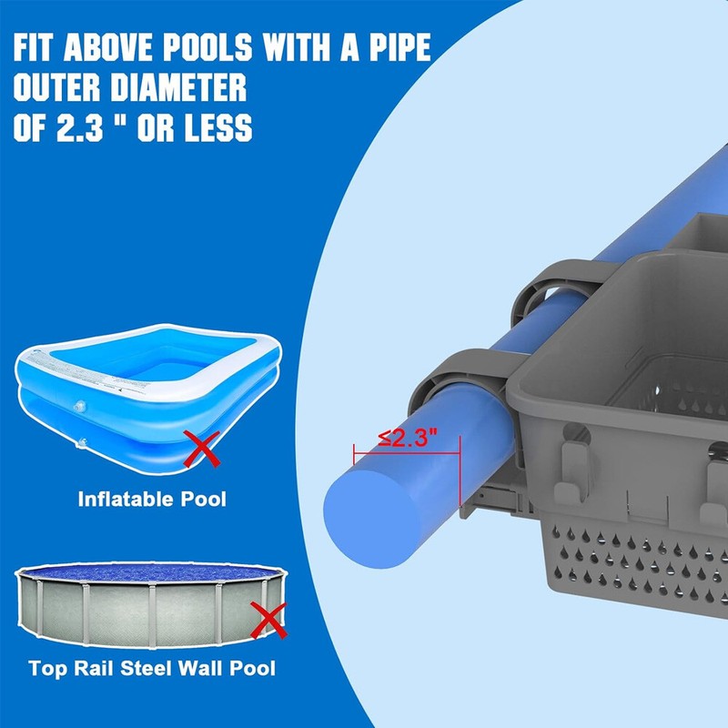 2X Poolside Storage Basket Above Ground Pool Accessories with Cup Holder & Hooks gallery