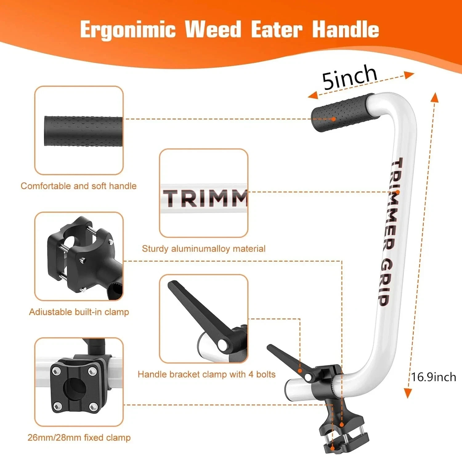 Upgraded Weed Eater Handle, String Trimmer Handle, Trimmer Grip Extension, 16.9" gallery