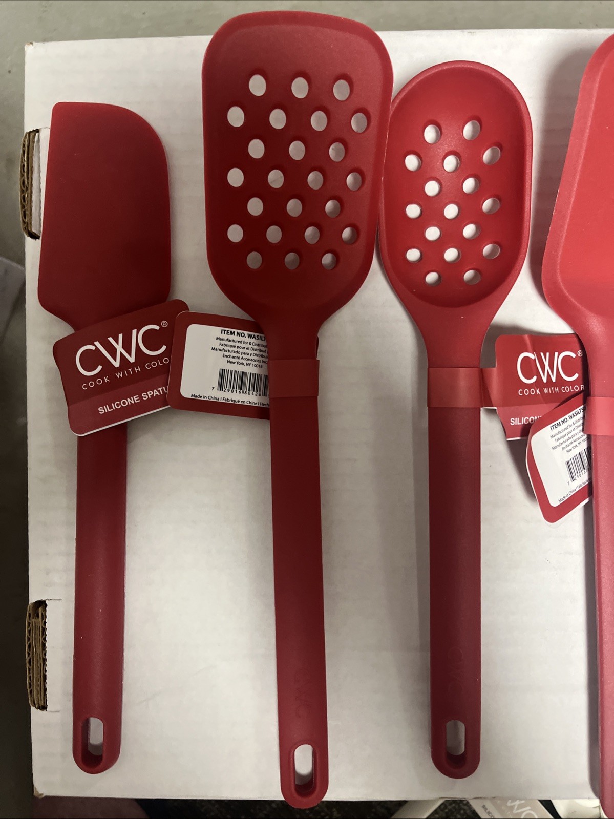 NWT 5 Pc RED Kitchen Silicone Utensils Spatula Turners Spoons Slotted Solid gallery
