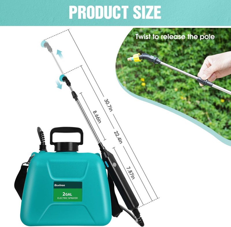 2 Gallon Battery Powered Sprayer Electric Garden Sprayer 3 Mist Nozzles Portable gallery